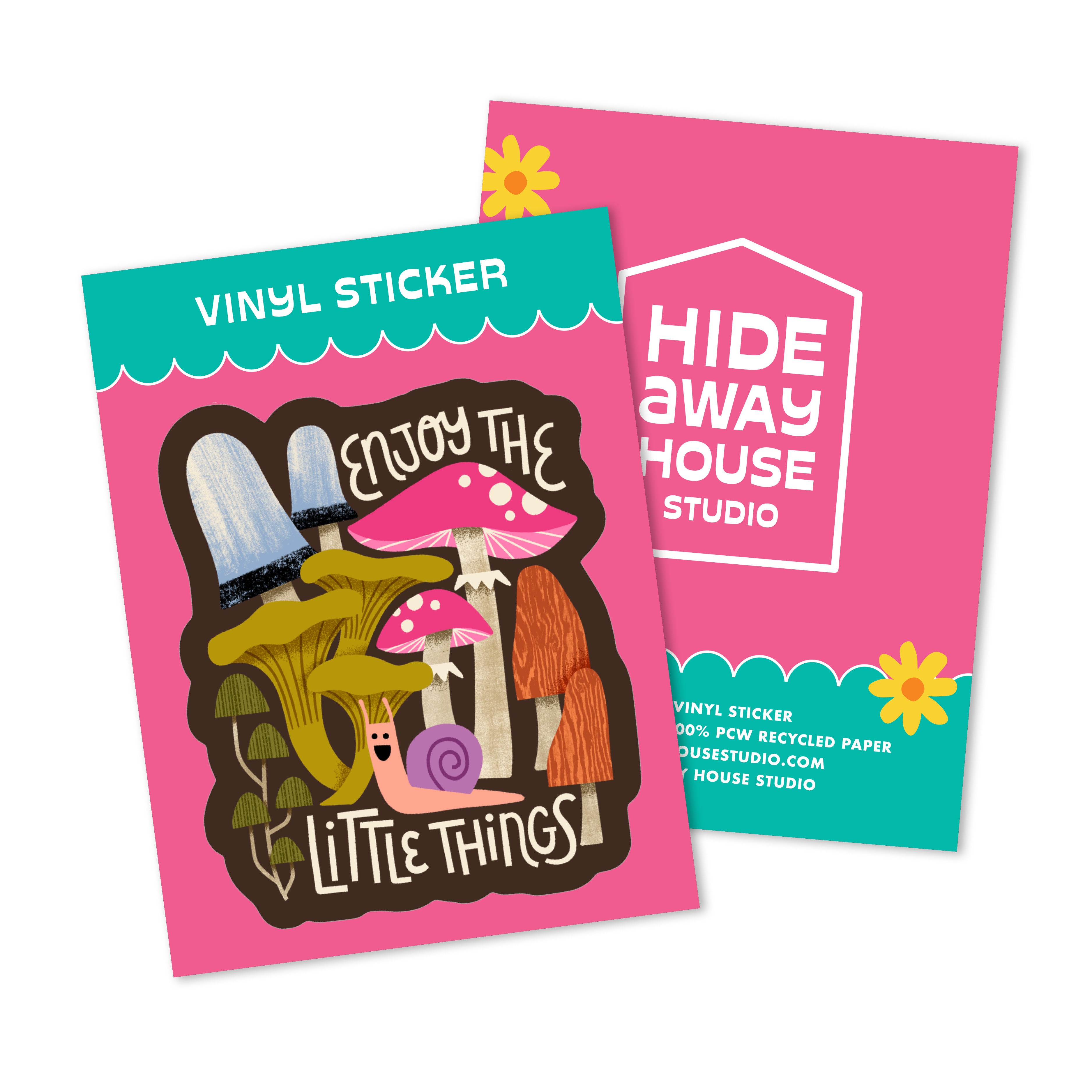 Enjoy the Little Things Snail Mushroom Sticker